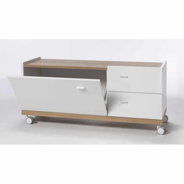 Mobile Porta Tv Bianco Su Ruote In Legno Con Cassetti E Ante Design Moderno Codtv6212k63004